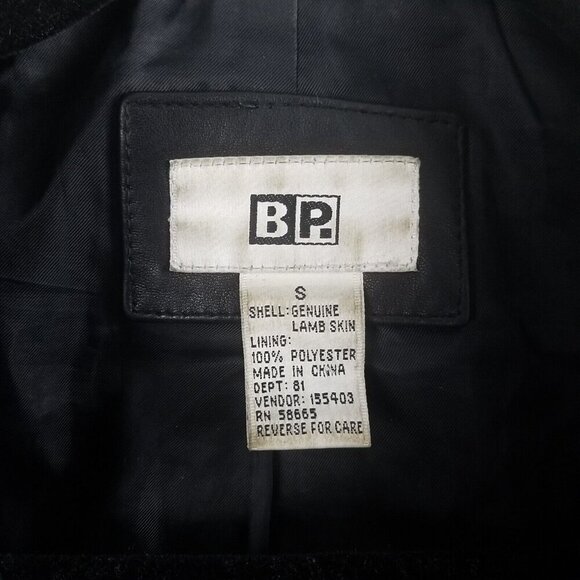 BP Women's Genuine Lamb Skin Leather Jacket Size S Button Front Black pocket - Picture 12 of 15